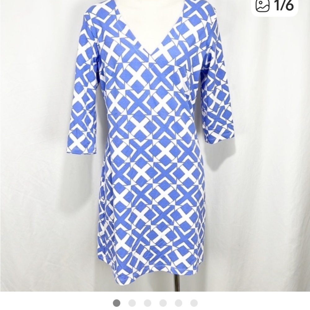 MAHI GOLD Blue and White Dress